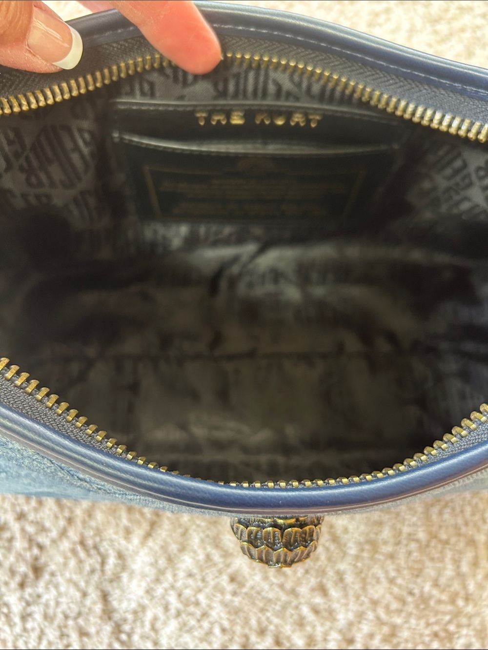 Denim Weave Shoulder Bag in Blue with wallet and dust bag - Picture 4 of 12
